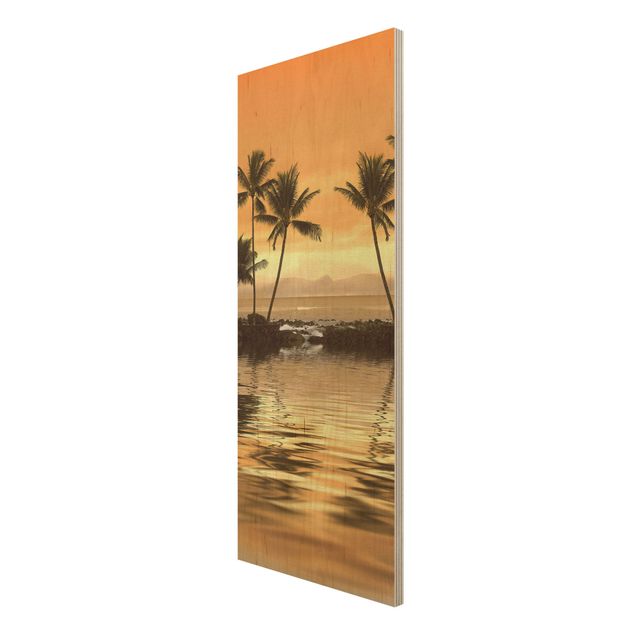 Tableaux en bois avec paysage Coucher de soleil des Caraïbes I