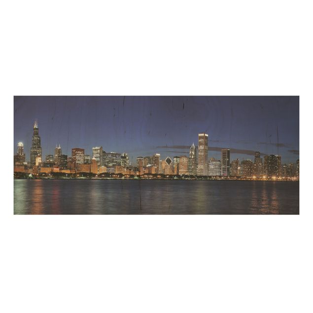 Tableaux Chicago Skyline At Night
