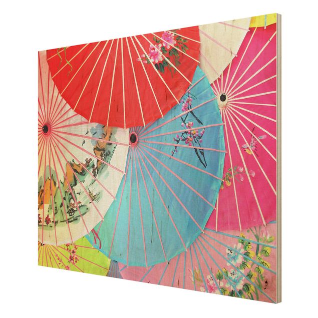 Tableaux bois Les ombrelles chinoises