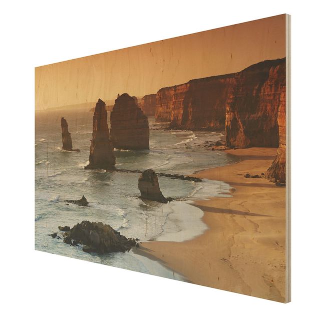 Tableaux en bois avec plage & mer Les Douze Apôtres d'Australie