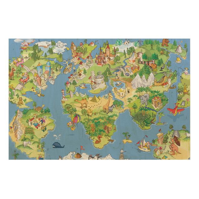 Tableau décoration Grande et drôle carte du monde