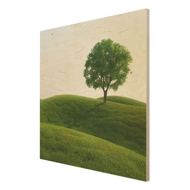 Tableaux en bois avec paysage Tranquillité verte