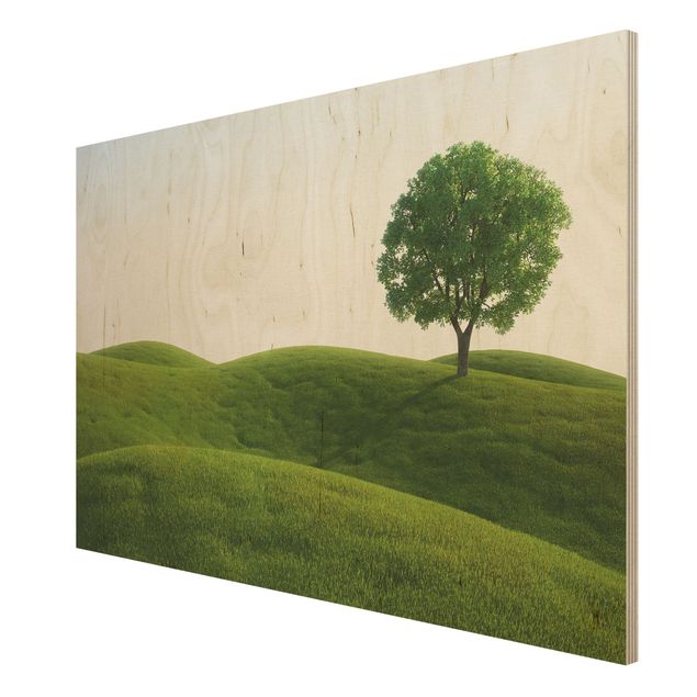 Tableaux en bois avec paysage Tranquillité verte