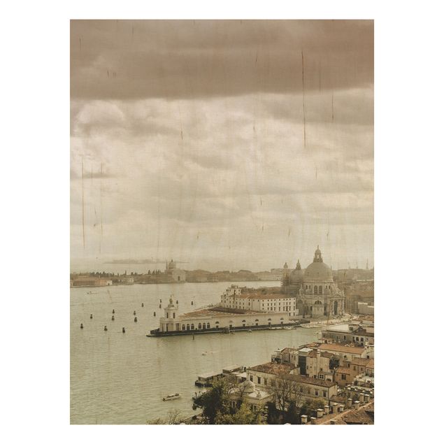 Tableau vintage bois Lagune de Venise