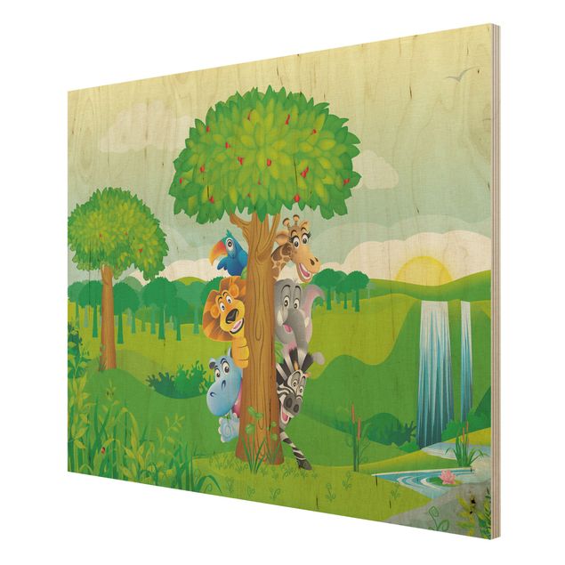 Tableaux en bois avec paysage No.BF1 Animaux de la jungle