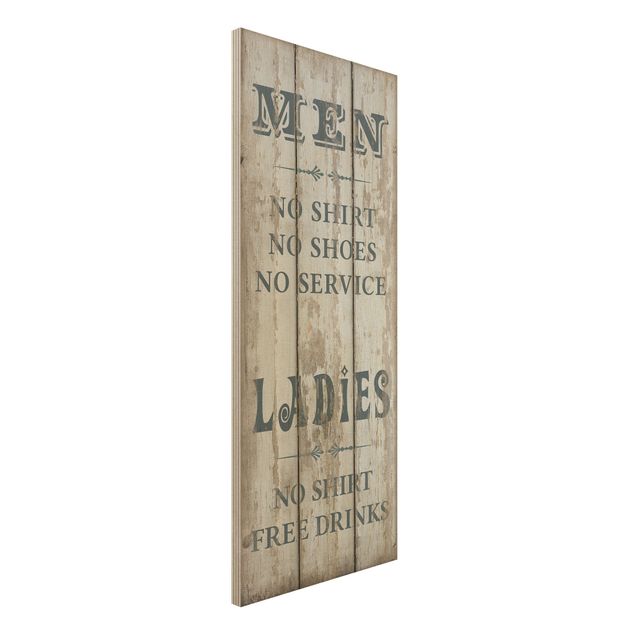 Tableaux en bois avec citations No.RS181 Men and Ladies