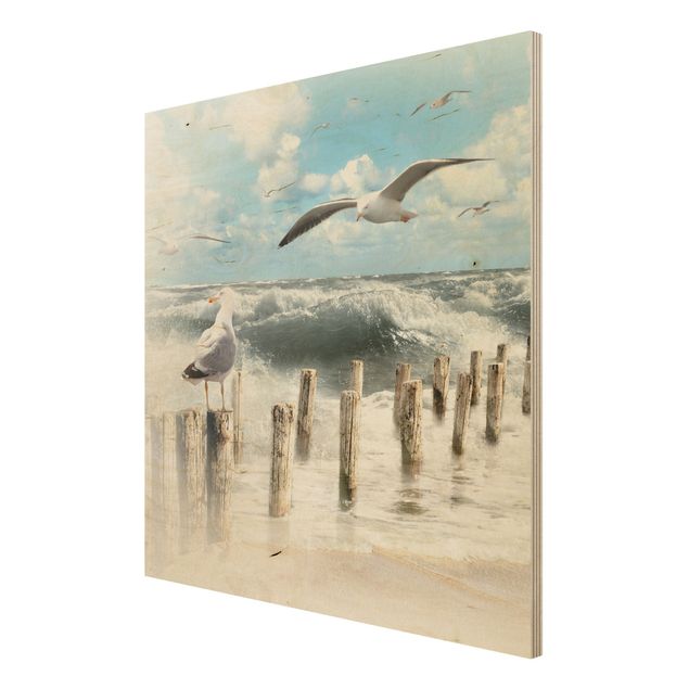 Tableaux en bois avec plage & mer No.YK3 Absolutly Sylt