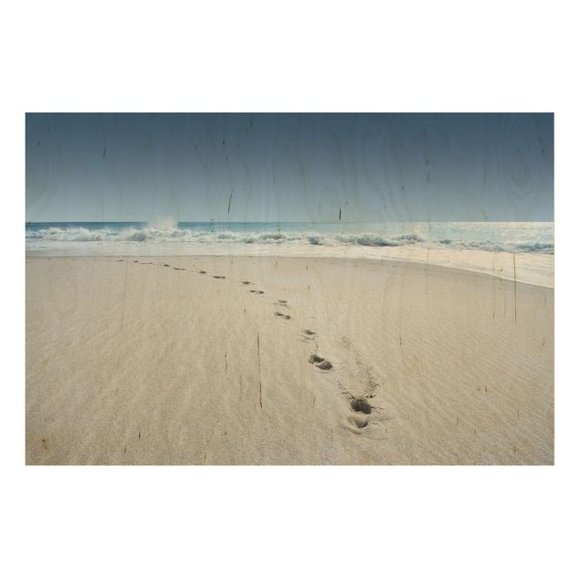 Tableaux en bois avec paysage Traces dans le sable