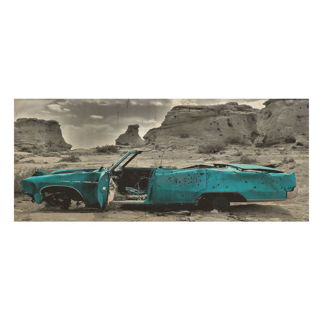 Tableaux en bois avec paysage Turquoise Cadillac