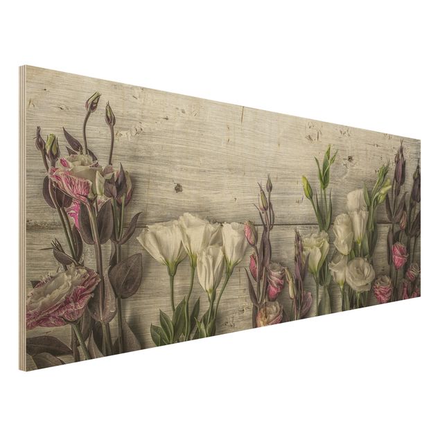 Déco murale cuisine Tulip Rose Shabby Wood Look