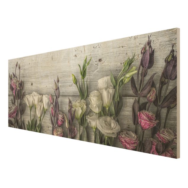 Tableau décoration Tulip Rose Shabby Wood Look
