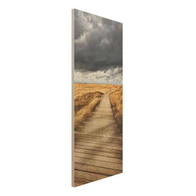 Tableaux en bois avec paysage Chemin entre les dunes