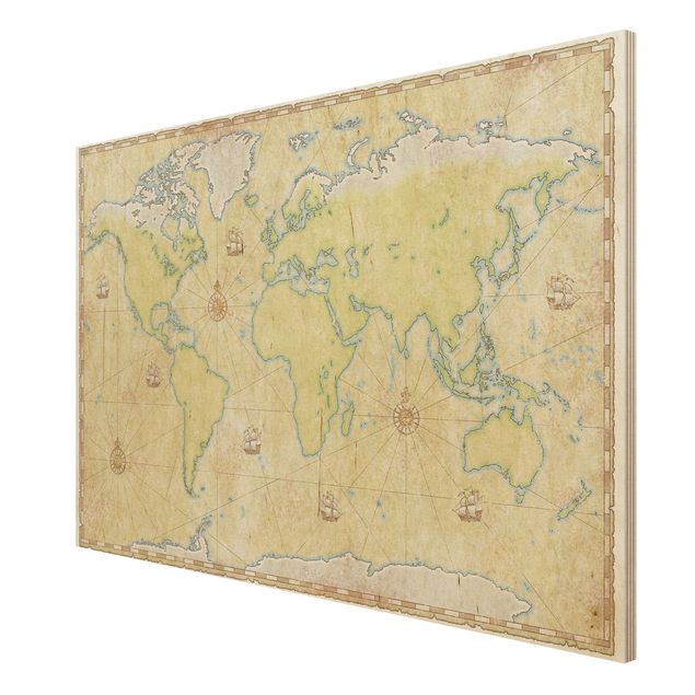 Impression sur bois World Map