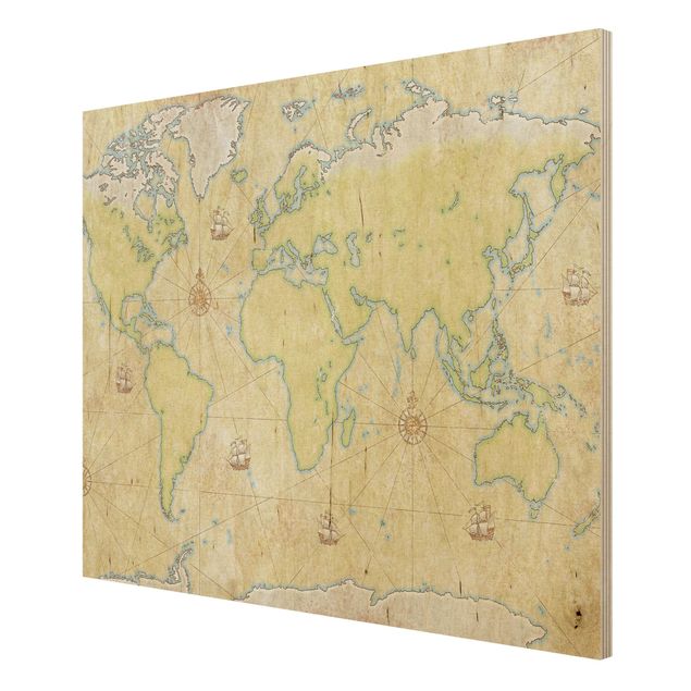 Impression sur bois World Map