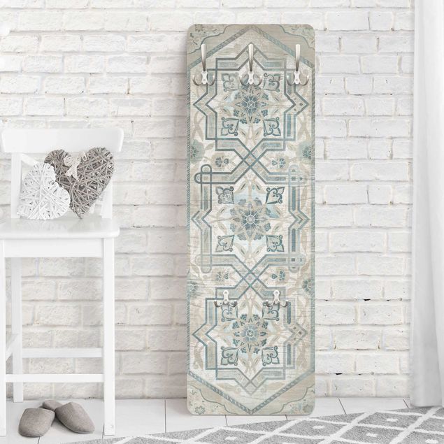 Porte-manteaux muraux avec dessins Panneaux en bois Perses Vintage III