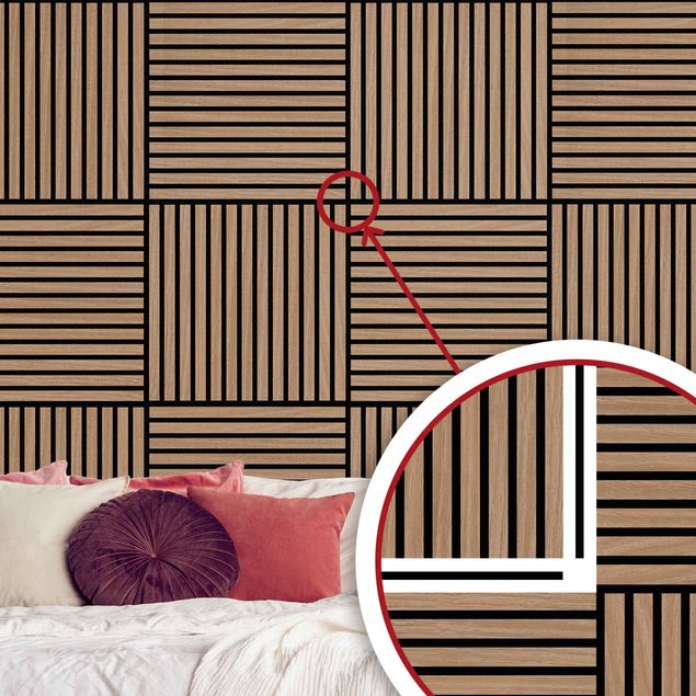 Panneau acoustique - Mur en bois chêne foncé - 52x52 cm