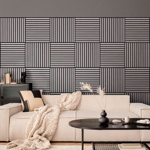 Tableau marron moderne Mur en bois chêne gris - 52x52 cm