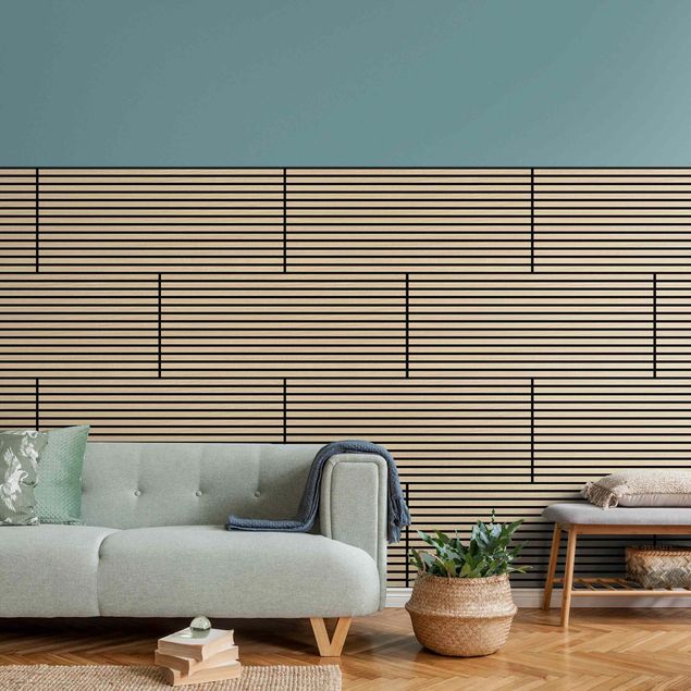 Tableau marron moderne Mur en bois chêne naturel - 52x104 cm