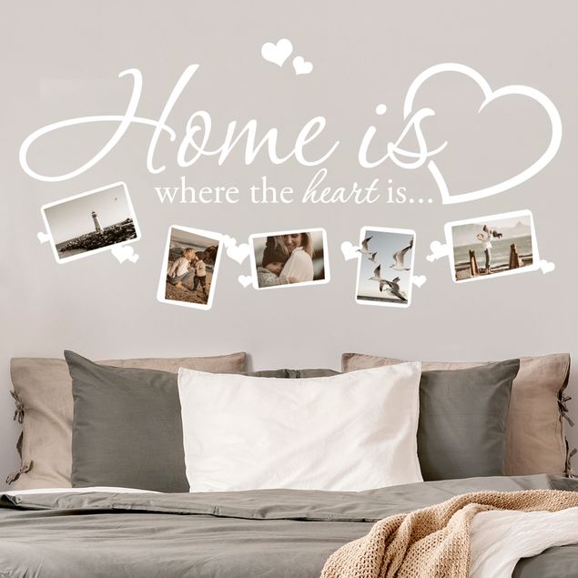 Stickers muraux amour Home is where the heart is - Cadre photo