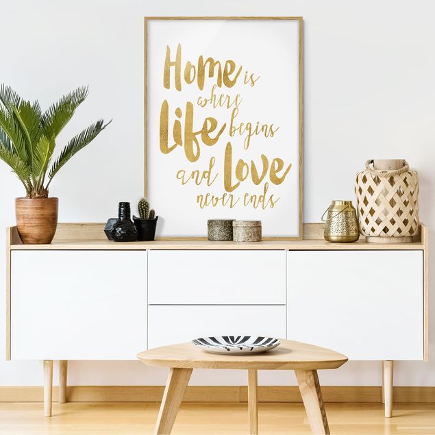 Tableaux moderne Home Is Where Life Begins Gold