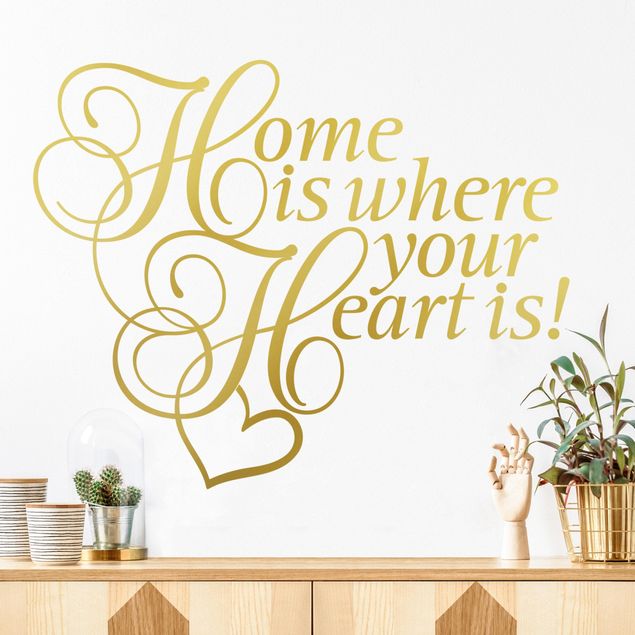 Stickers muraux phrase Home is where the Heart is with heart