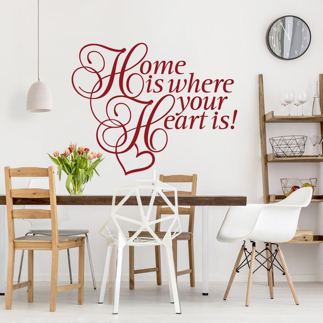 Sticker mural amour Home is where the Heart is with heart