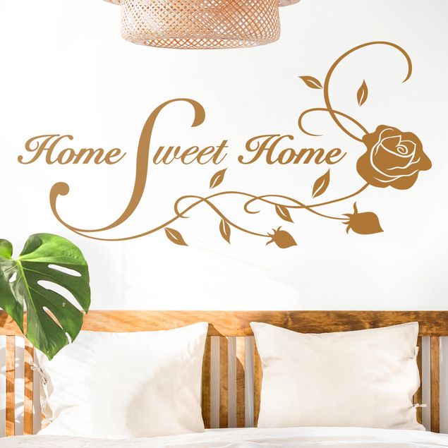 Stickers muraux famille Home Sweet Home avec rose vrille