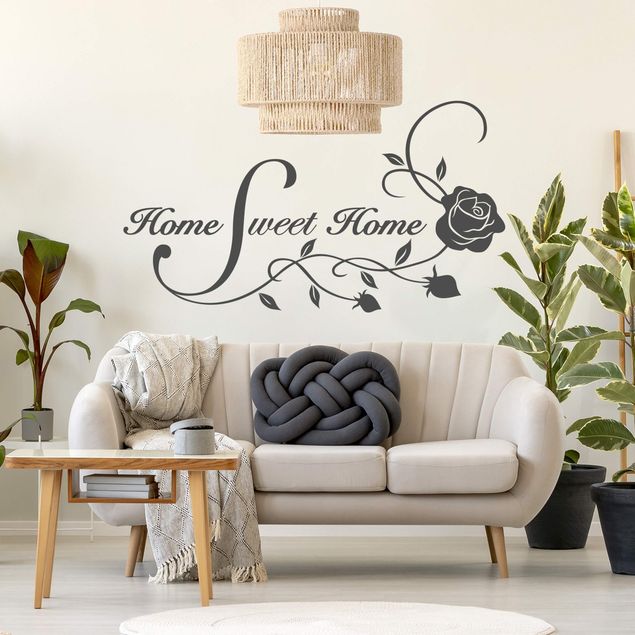 Sticker mural - Home Sweet Home with Rose Tendril