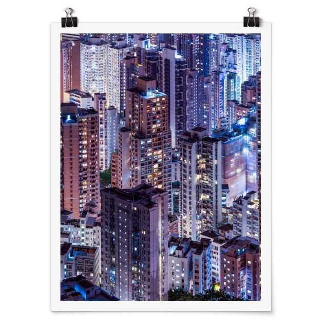 Poster villes Mer de lumières de Hong Kong