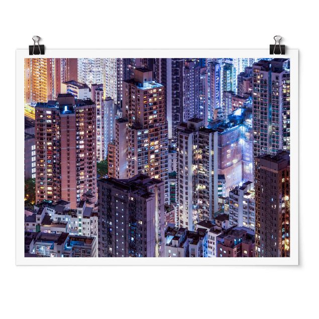 Poster villes Mer de lumières de Hong Kong