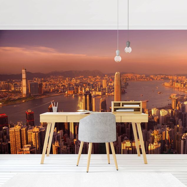 Papier peint architecture  Hong Kong Sunset