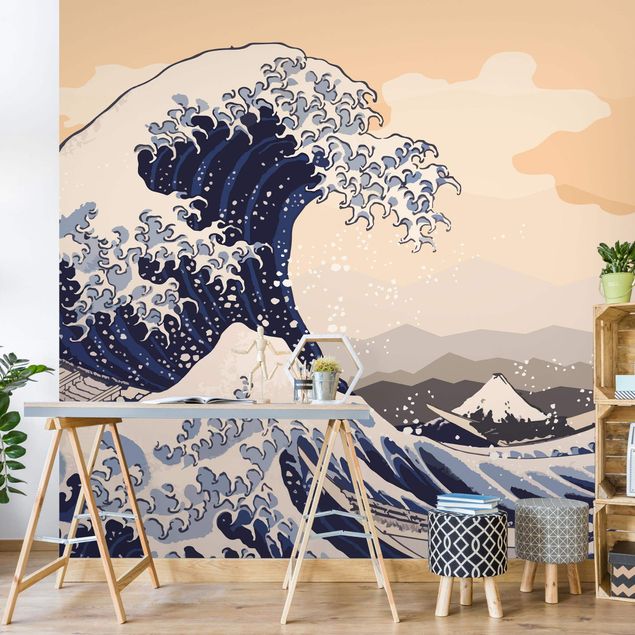 papier peint plage sable Illustration - La grande vague de Kanagawa