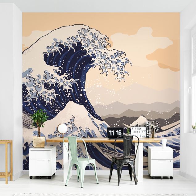 Tapisserie bleu Illustration - La grande vague de Kanagawa