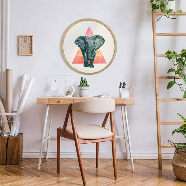 Tableaux encadrés animaux Illustration Elephant Front Triangle Painting