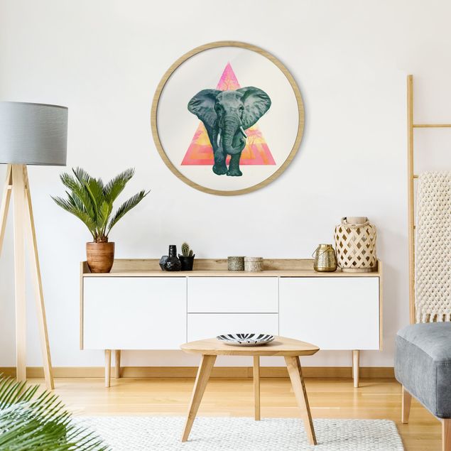 Tableaux modernes Illustration Elephant Front Triangle Painting