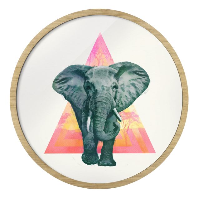 Tableaux animaux Illustration Elephant Front Triangle Painting