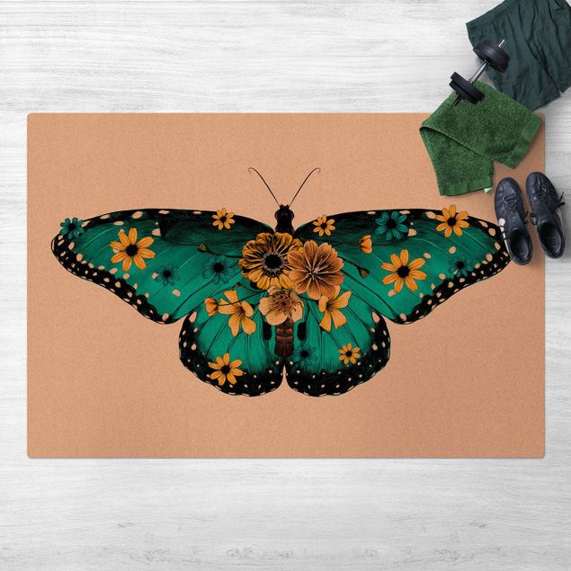 tapis modernes Illustration -  Papillon Morpho Floral