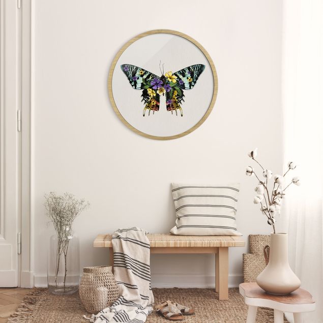 Tableaux encadrés animaux Illustration -  Papillon de Madagascar Floral