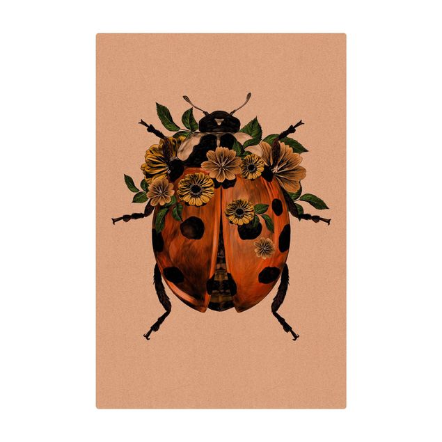 Tapis en liège - Illustration Floral Ladybird - Format portrait 2:3