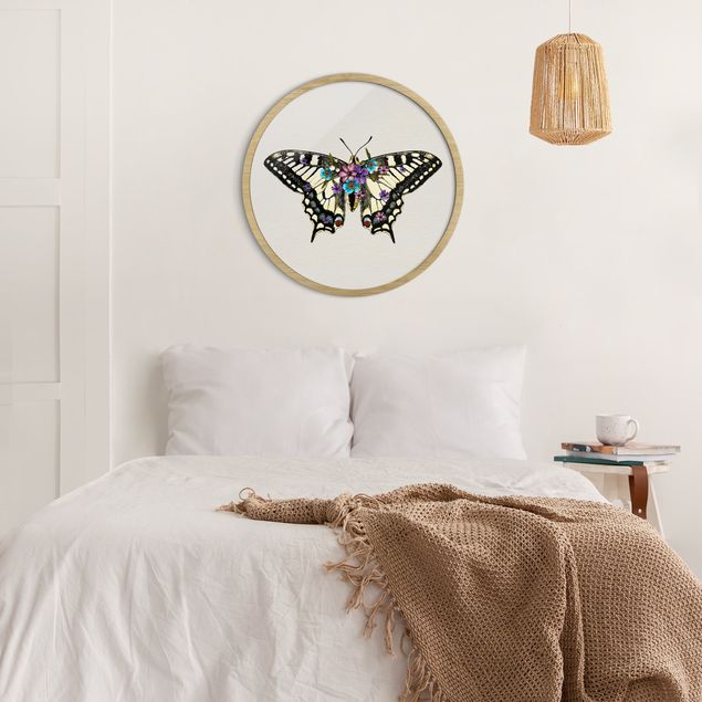 Tableau moderne Illustration -  Papillon glauque floral