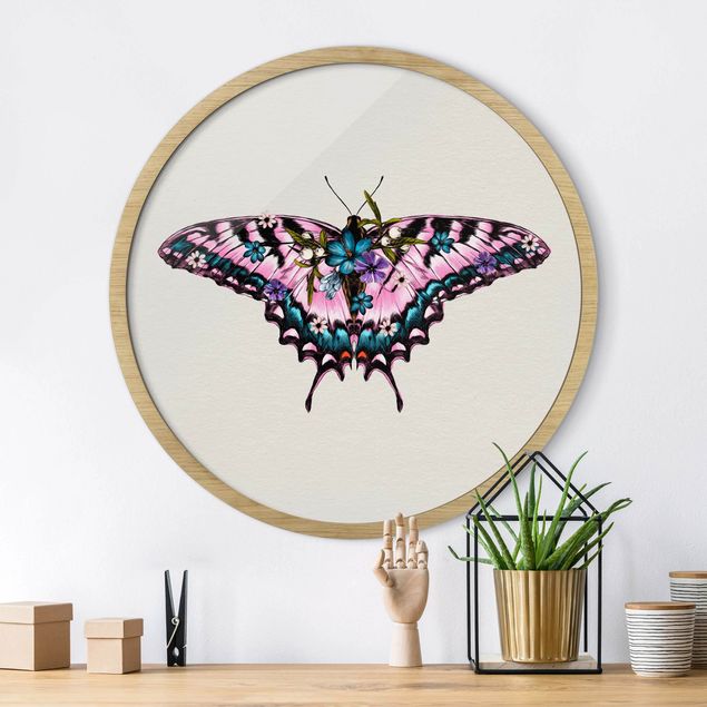 Tableau papillons Illustration -  Papillon machaon floral