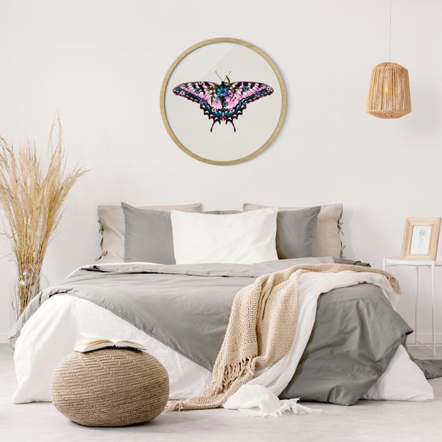 Tableaux encadrés animaux Illustration -  Papillon machaon floral