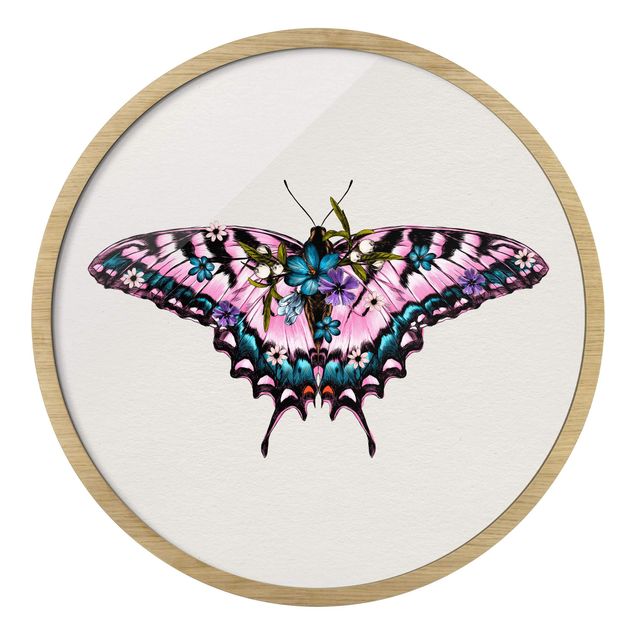 Tableau moderne Illustration -  Papillon machaon floral