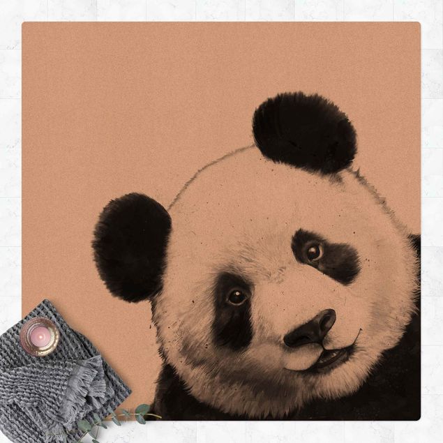tapis salon moderne Illustration Panda Dessin Noir Et Blanc