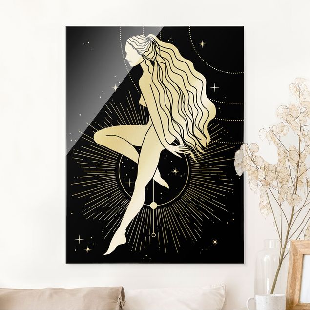 Tableaux en verre noir et blanc Illustration Danseur étoile dans la nuit