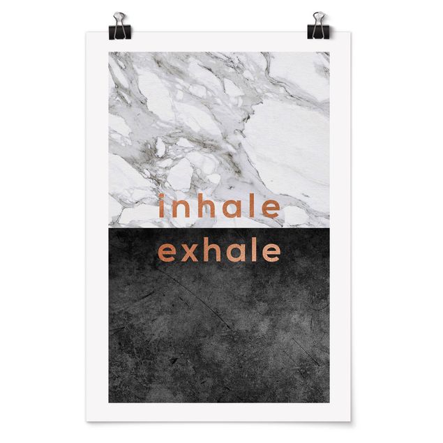 Tableau citations Inhale Exhale Cuivre et Marbre