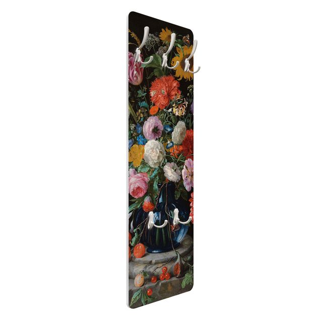 Copie tableaux Jan Davidsz de Heem - Des tulipes, un tournesol, un iris et d'autres fleurs dans un vase en verre sur le socle en marbre d'une colonne