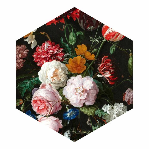 tapisserie panoramique Jan Davidsz De Heem - Nature morte avec des fleurs dans un vase en verre