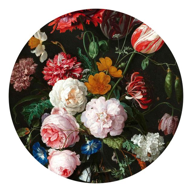 Papier peint fleurs Jan Davidsz De Heem - Nature morte avec des fleurs dans un vase en verre