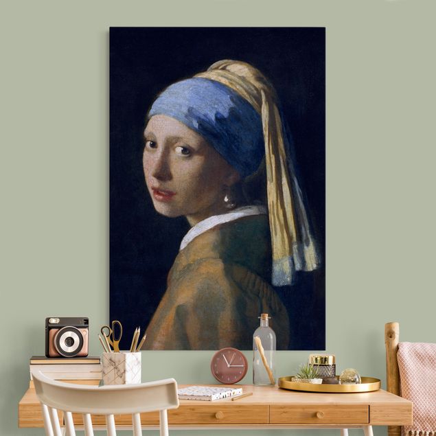 Tableau moderne Jan Vermeer van Delft - La jeune fille au collier d'oreilles de perles
